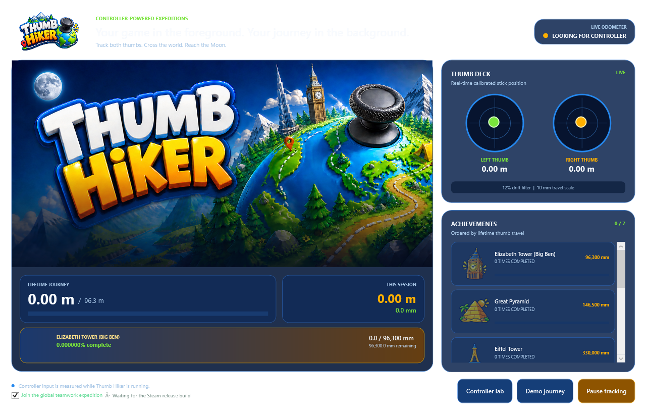 Current Thumb Hiker game interface